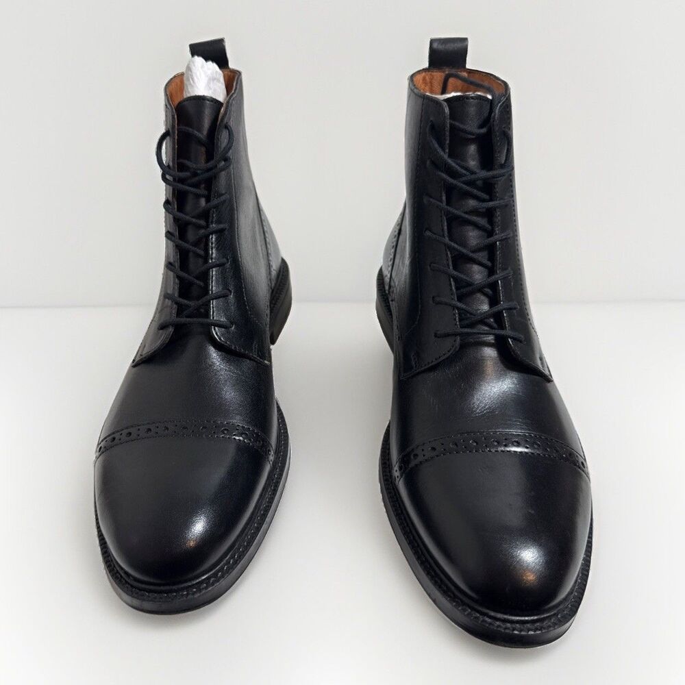 Stafford Wingtip Ankle Boots Mens 8M Black Leather Business Shoes New